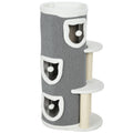 101 cm Cat Tree with Sisal Scratching Posts, 3 Barrel Condos, 3 Platforms, for Indoor Cats to Rest and Play