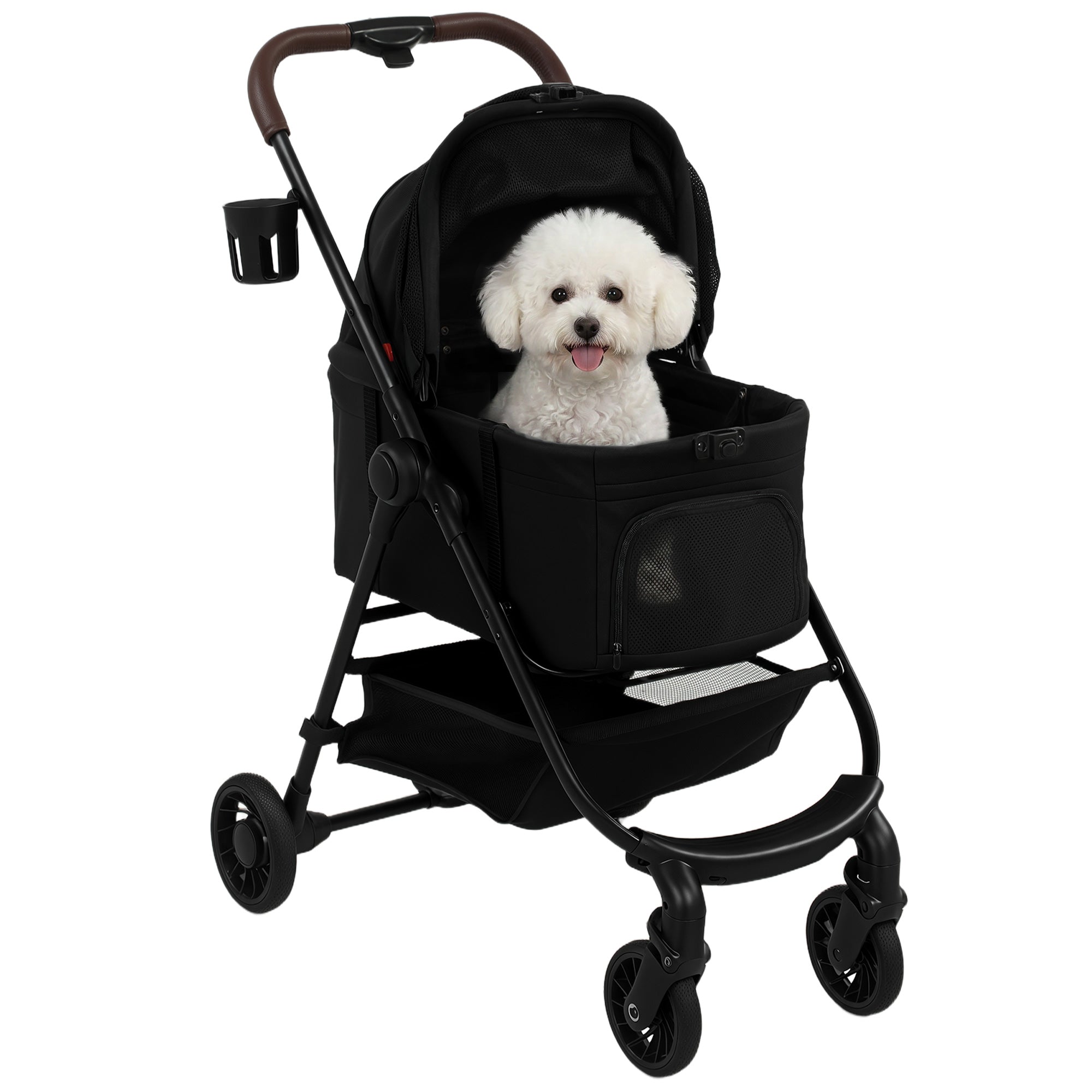 Dog Stroller, 3 in 1 Foldable Pet Stroller for Small Puppy Cat with Detachable Travel Carrier, Storage Basket, Black
