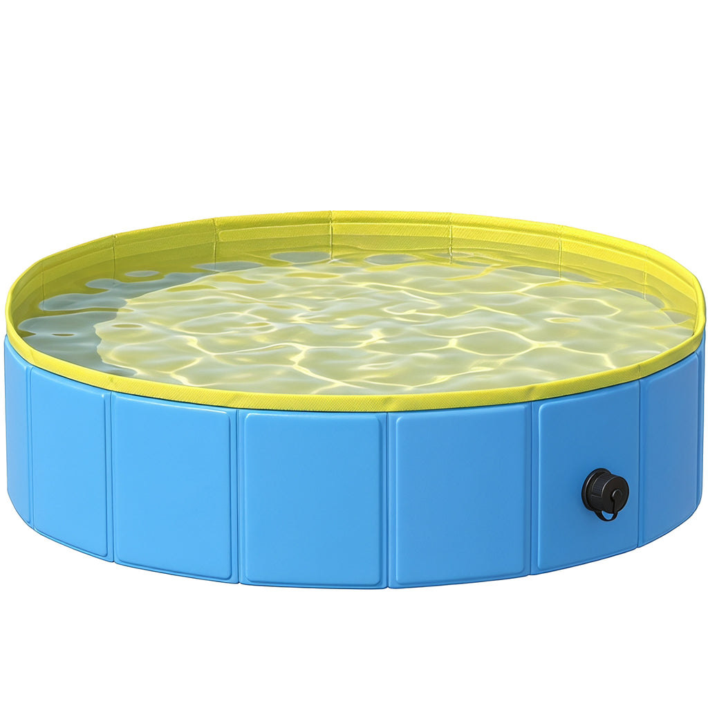 Foldable Dog Pool for Puppies and Ducks Dog Paddling Pool Bath Tub, Blue, 80 x 20 cm