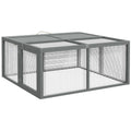 Wooden Folding Rabbit Hutch, for 2-3 Rabbits - Grey