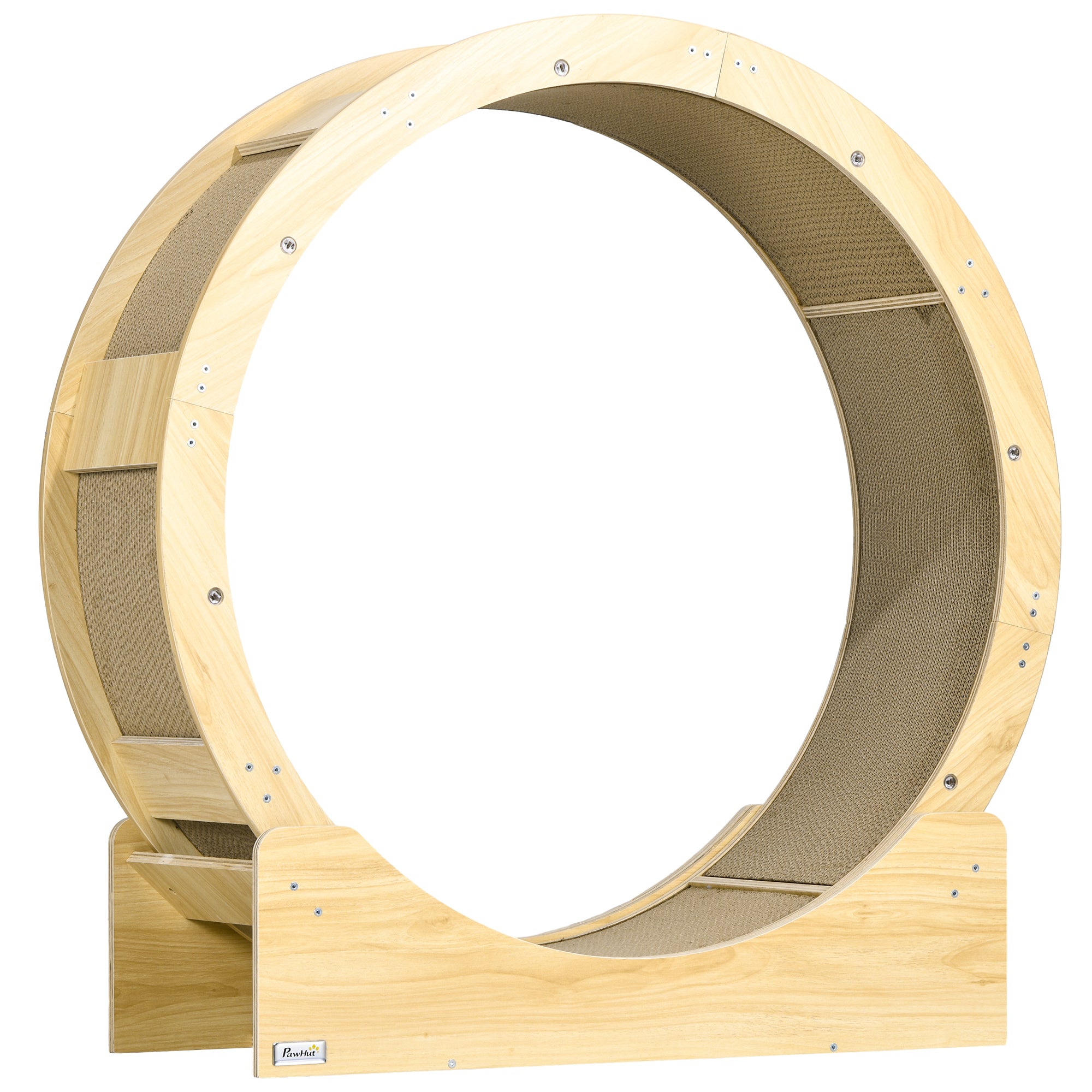 Cat Wheel with Brake & Scratching Pads - Oak Tone