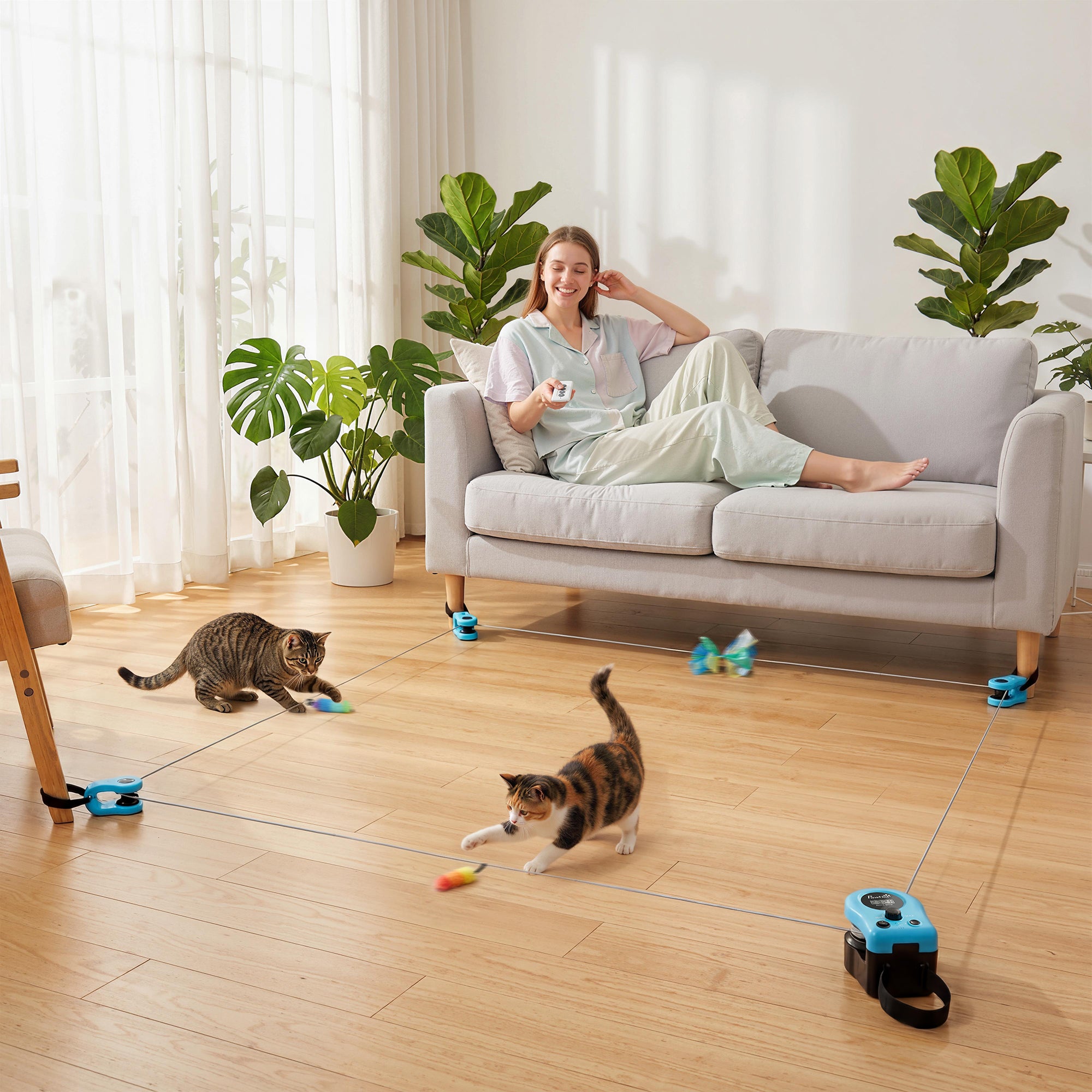 Interactive Cat Toy for Indoor Kittens & Adult with Adjustable Speed, DIY Track & Mouse Sound
