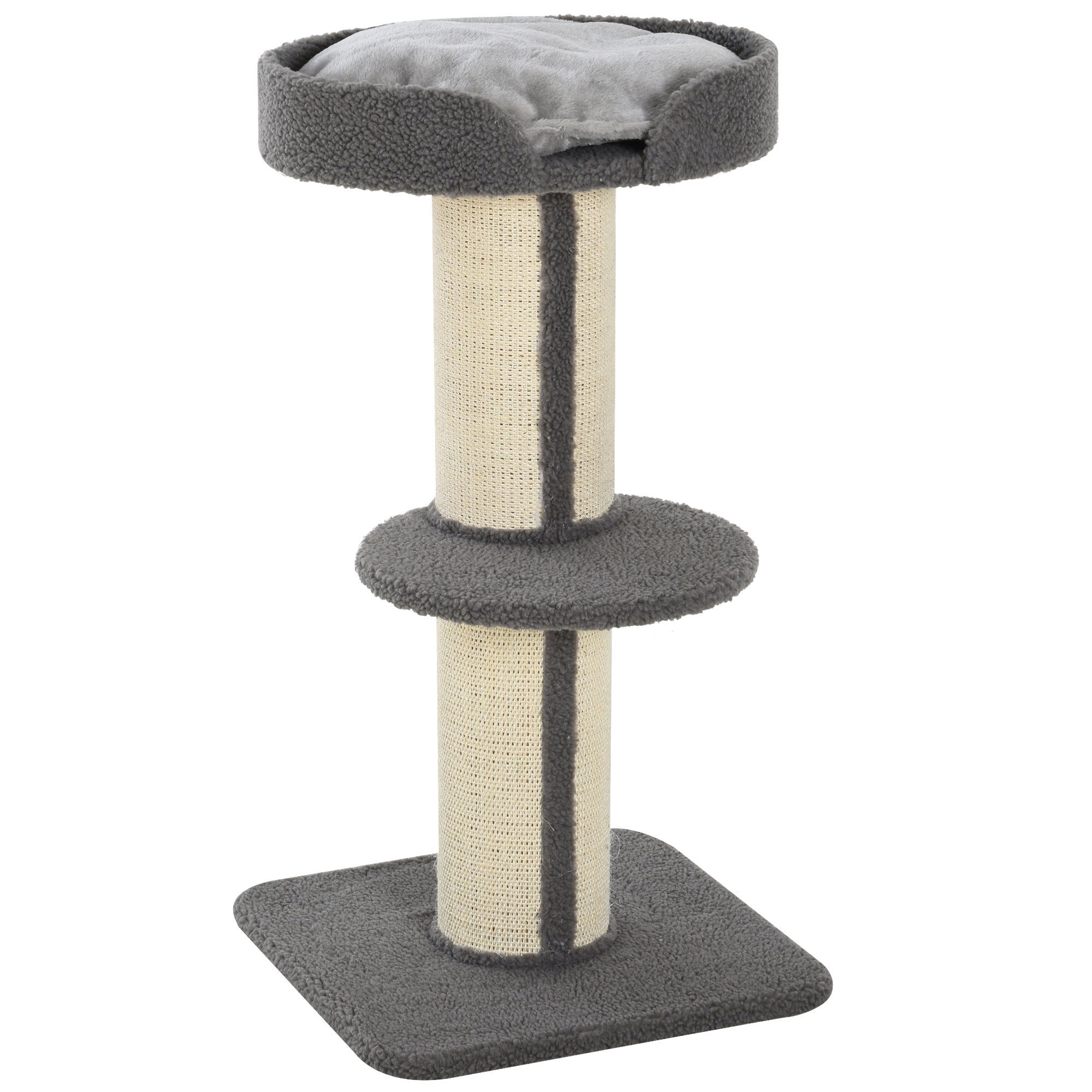 91cm Cat Tree with Scratching Post, Bed, Perch & Removable Cushion - Grey