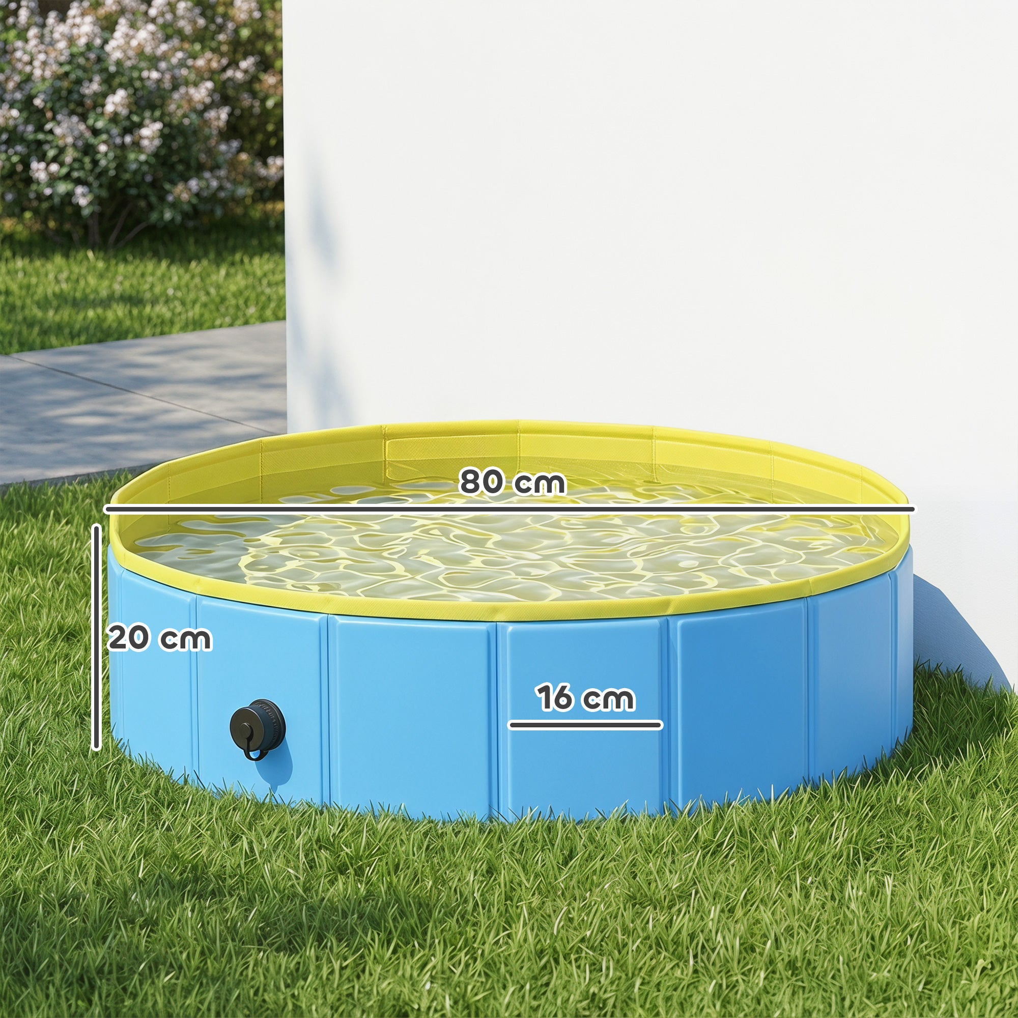 Foldable Dog Pool for Puppies and Ducks Dog Paddling Pool Bath Tub, Blue, 80 x 20 cm