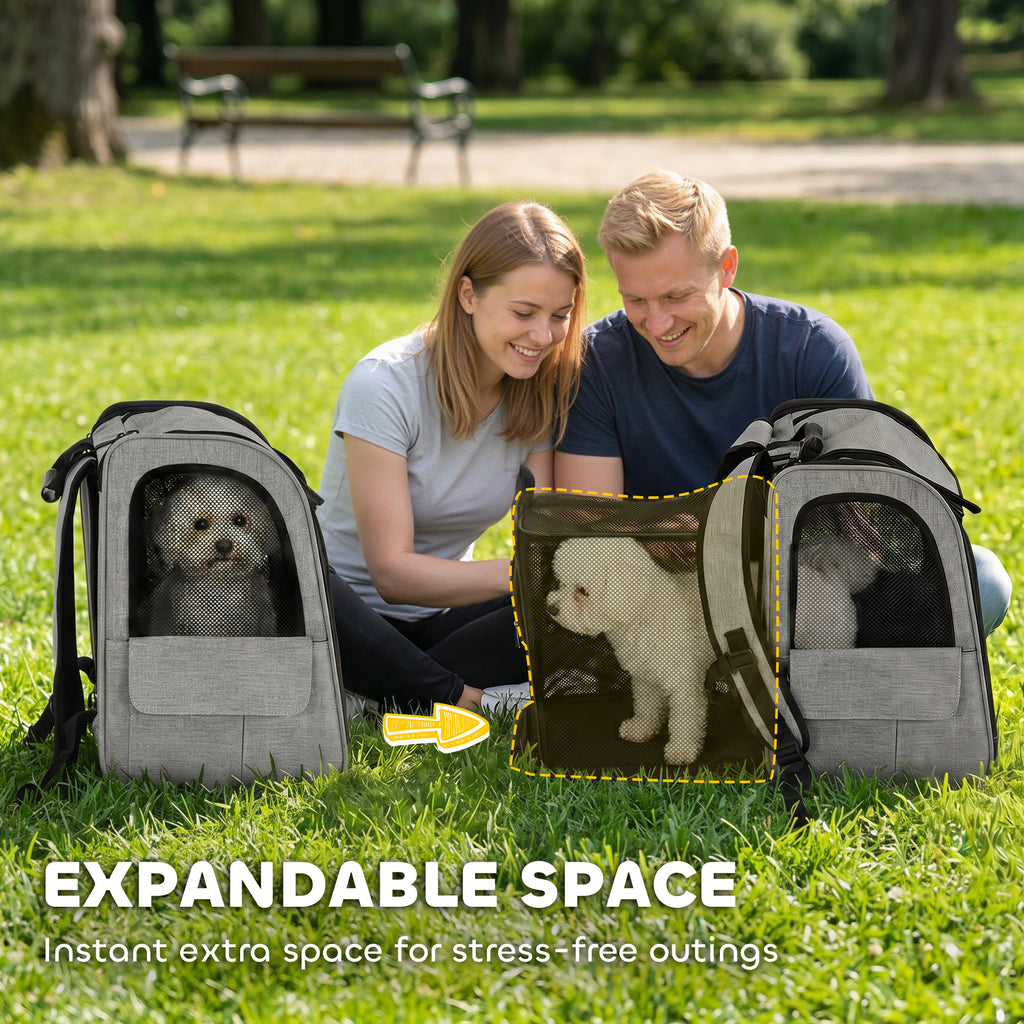 Dog Carrier Backpack Expandable, Breathable Pet Carrier Bag for Small Puppy & Cat with Reflective Strip for Travel & Hiking