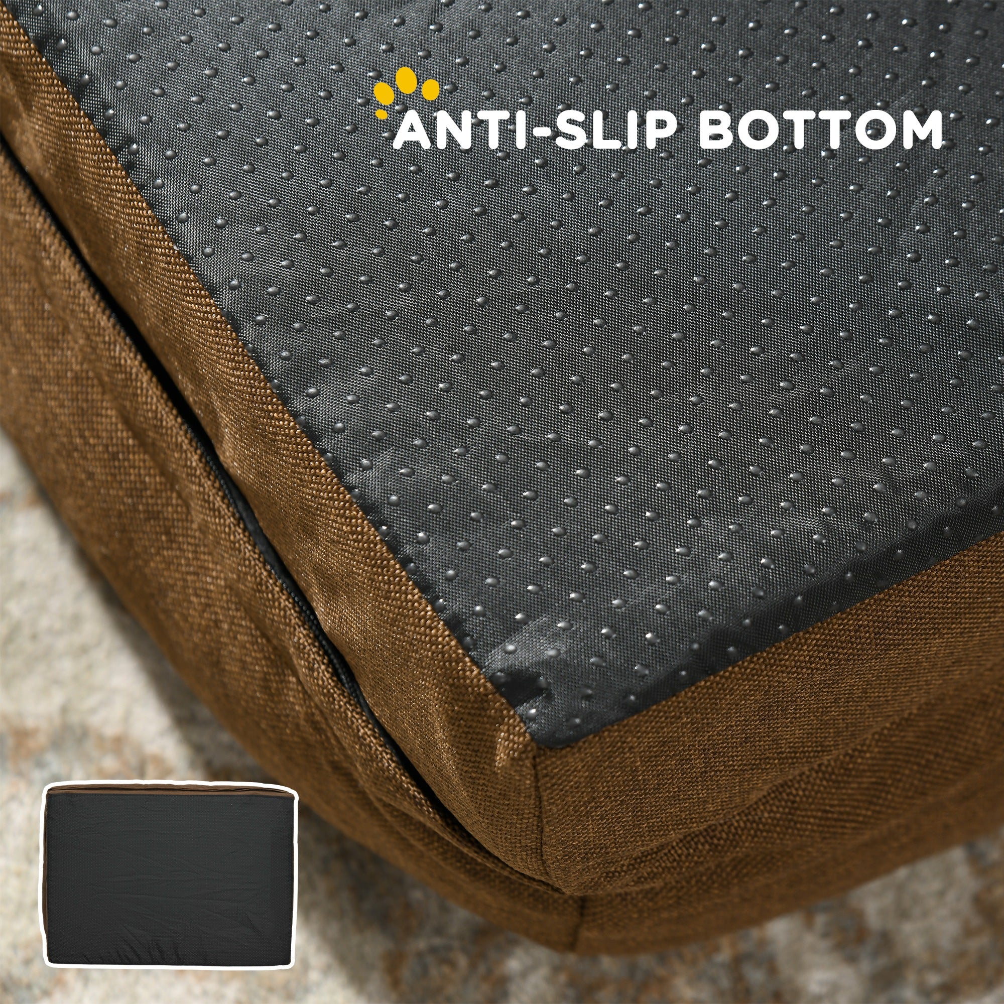 Calming Dog Bed Pet Mattress with Removable Cover, Anti-Slip Bottom, for Medium Dogs, 90L x 69W x 21Hcm - Brown