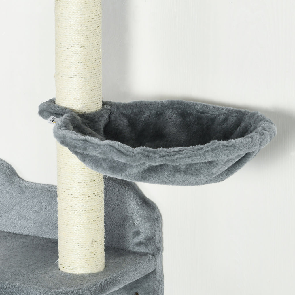 4-Piece Wall-Mounted Cat Shelves with Scratching Post - Cat Wall Furniture for Indoor Cats (Grey)