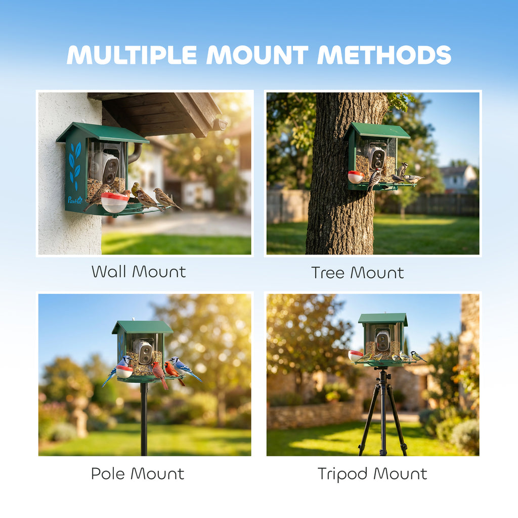 Smart Bird Feeder Camera 2K HD with AI Identifies 16,000+ Species, Auto Capture Video, APP Instant Notifications