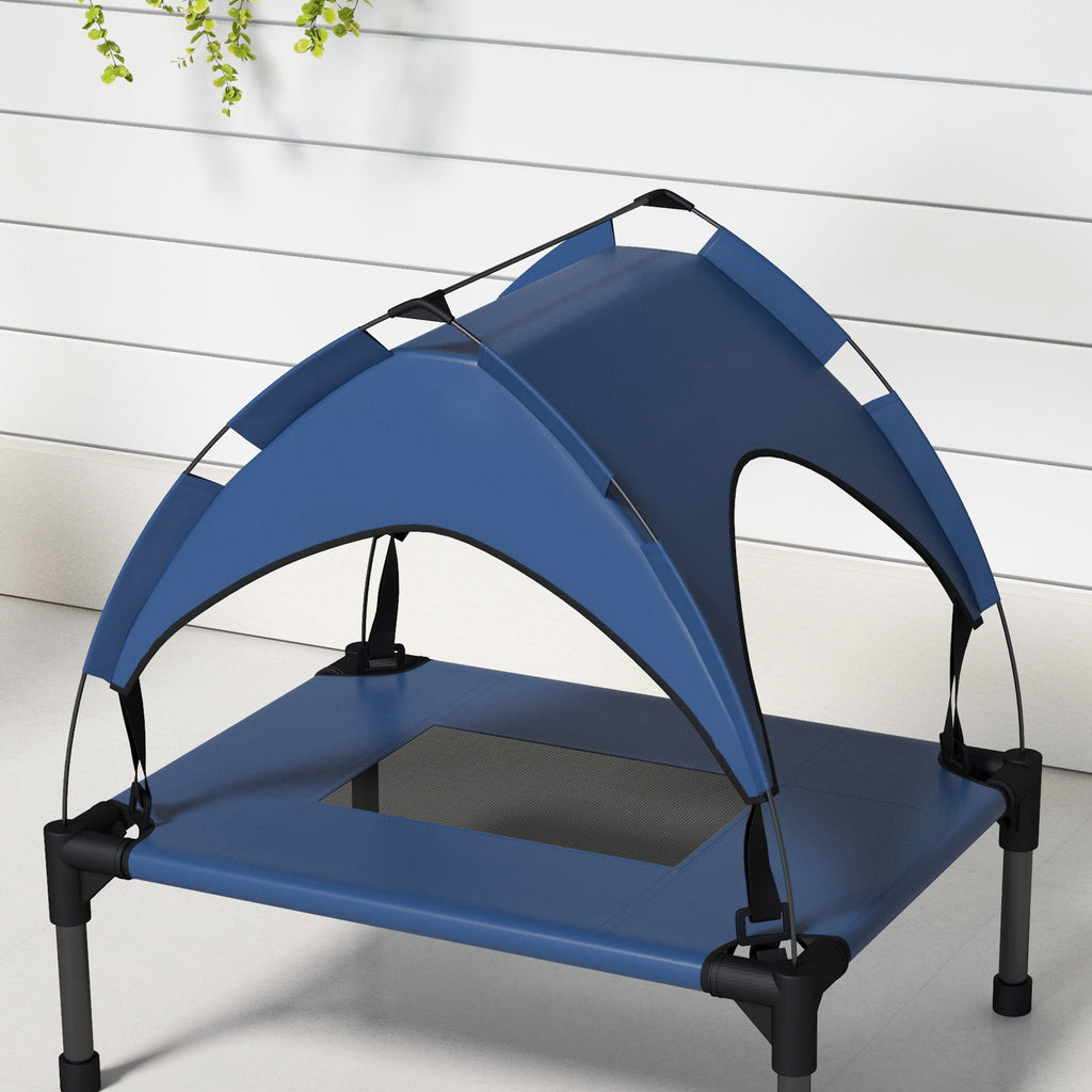 Cooling Raised Pet Bed with Washable Breathable Mesh, for Mini Small Dogs, 61 x 46 x 63cm - Dark Blue