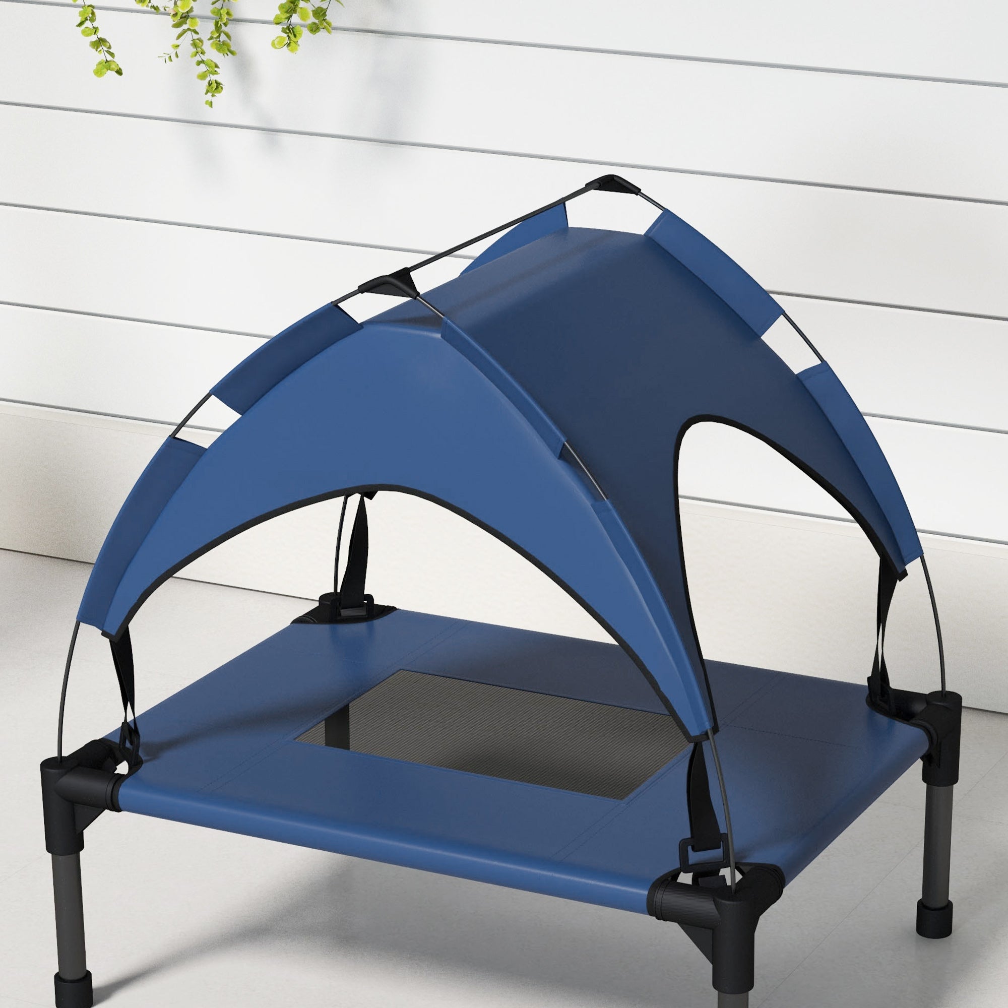Cooling Raised Pet Bed with Washable Breathable Mesh, for Mini Small Dogs, 61 x 46 x 63cm - Dark Blue