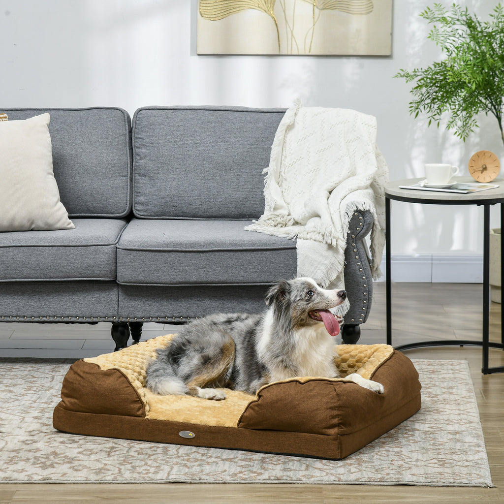 Calming Dog Bed Pet Mattress with Removable Cover, Anti-Slip Bottom, for Medium Dogs, 90L x 69W x 21Hcm - Brown