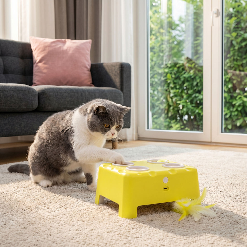 3-in-1 Interactive Cat Toy with Mouse & Feather Teaser, Rechargeable, Automatic for Indoor Kittens & Adult Cats