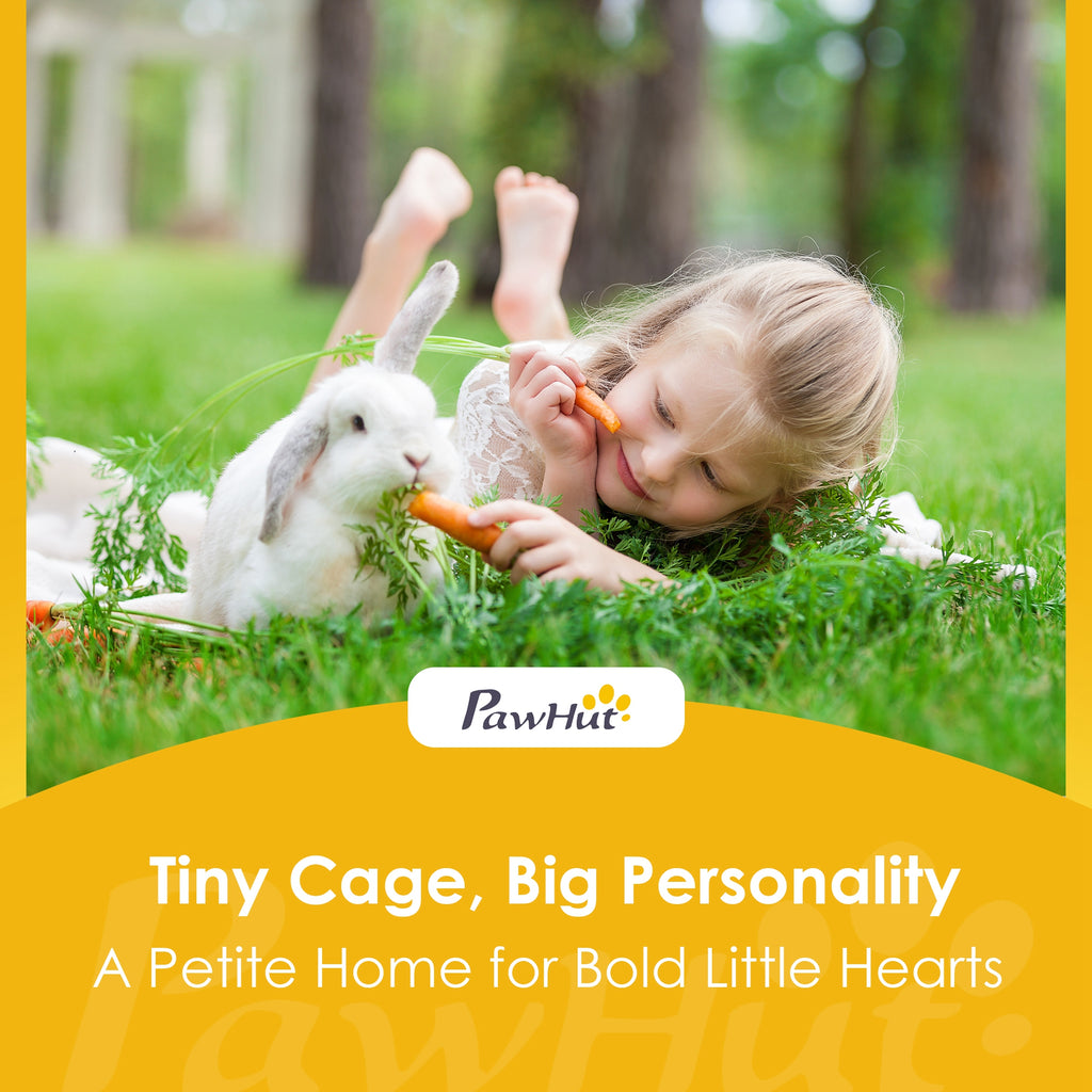Rabbit Hutch, Wooden Guinea Pig Hutch with Run and Doors, Outdoor Triangle Bunny House for Rabbits,Duck and Chicken