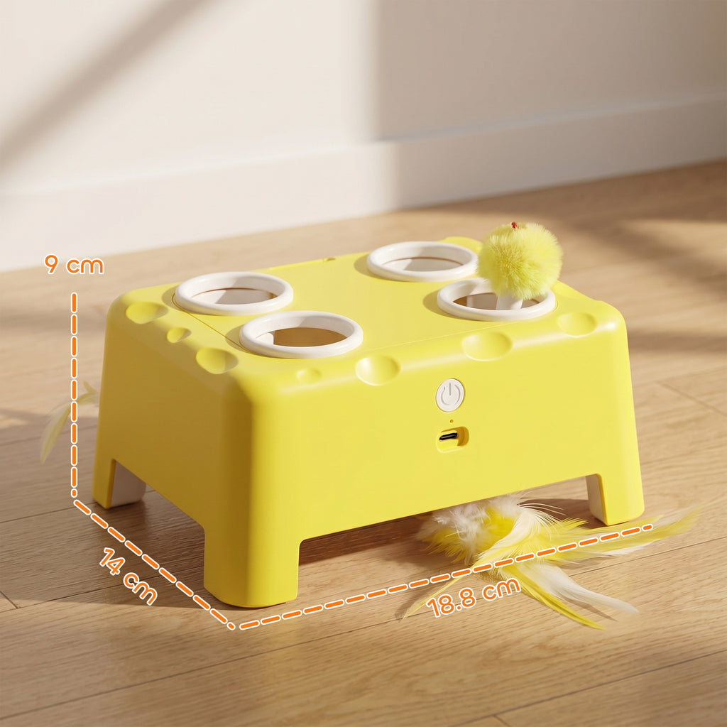 3-in-1 Interactive Cat Toy with Mouse & Feather Teaser, Rechargeable, Automatic for Indoor Kittens & Adult Cats