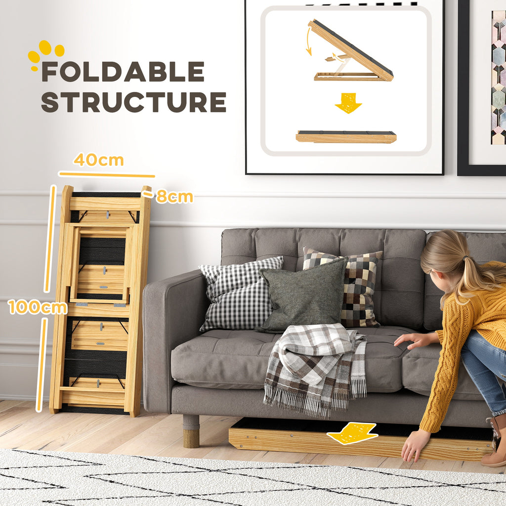 4-Step Adjustable Dog Ramp & Steps - Foldable Non-Slip Pet Stairs for Beds & Sofas, Large Dogs