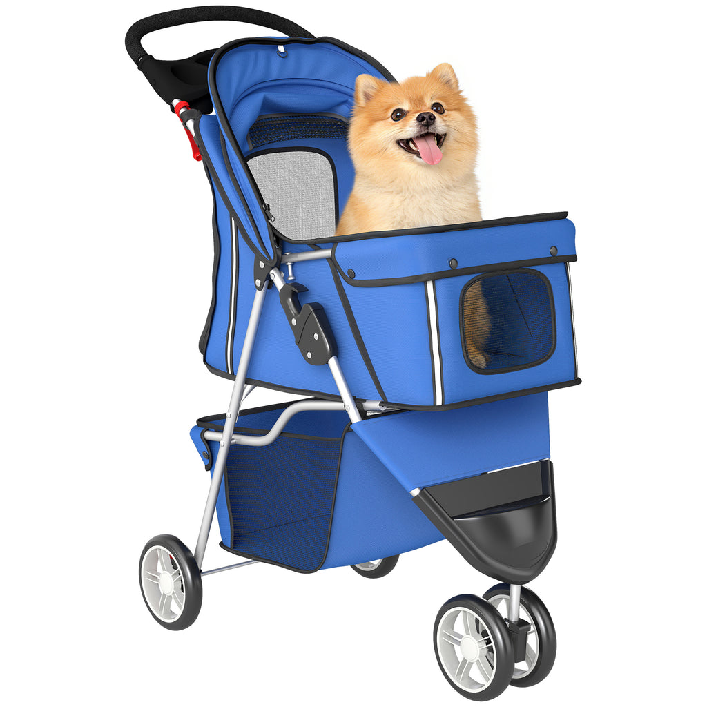 3-Wheel Pet Stroller for Small and Miniature Dogs, Blue