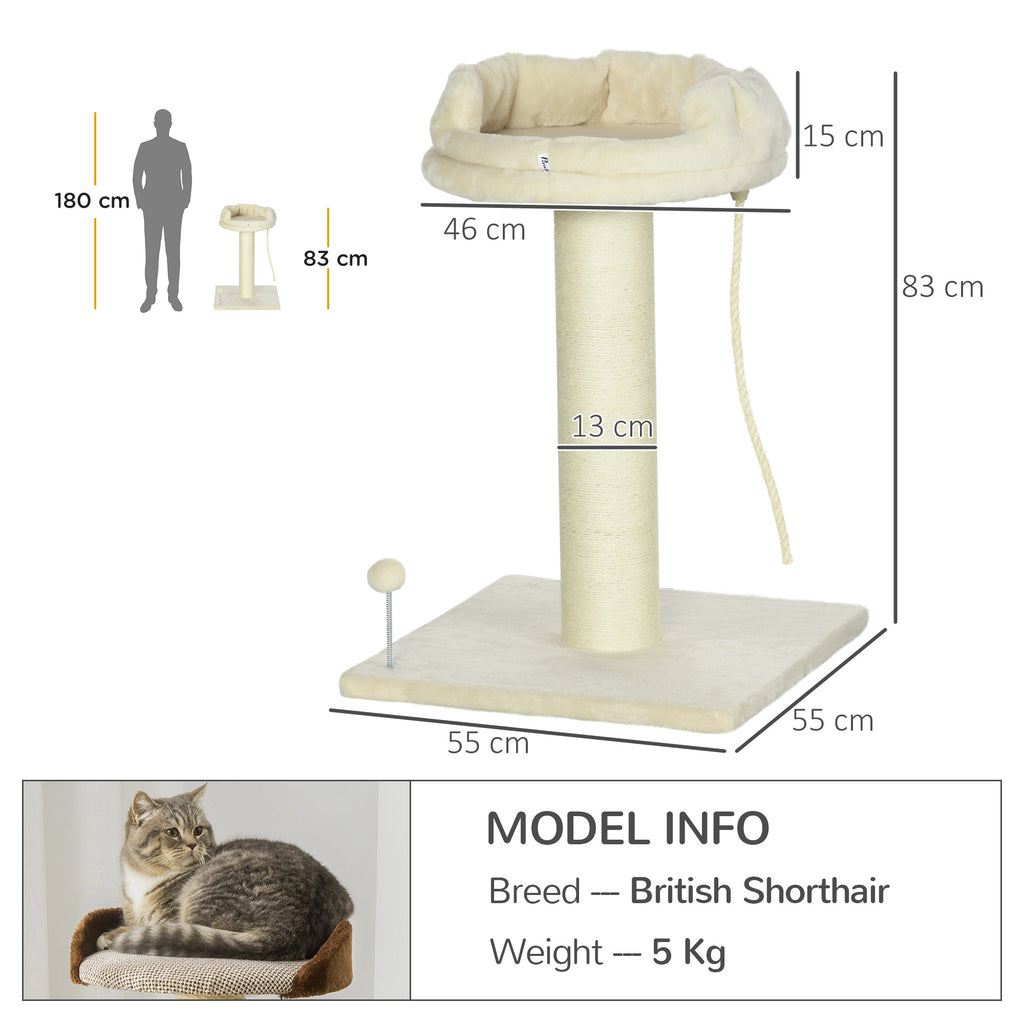 Cat Tree with Sisal Wrapped Scratching Post - Cream