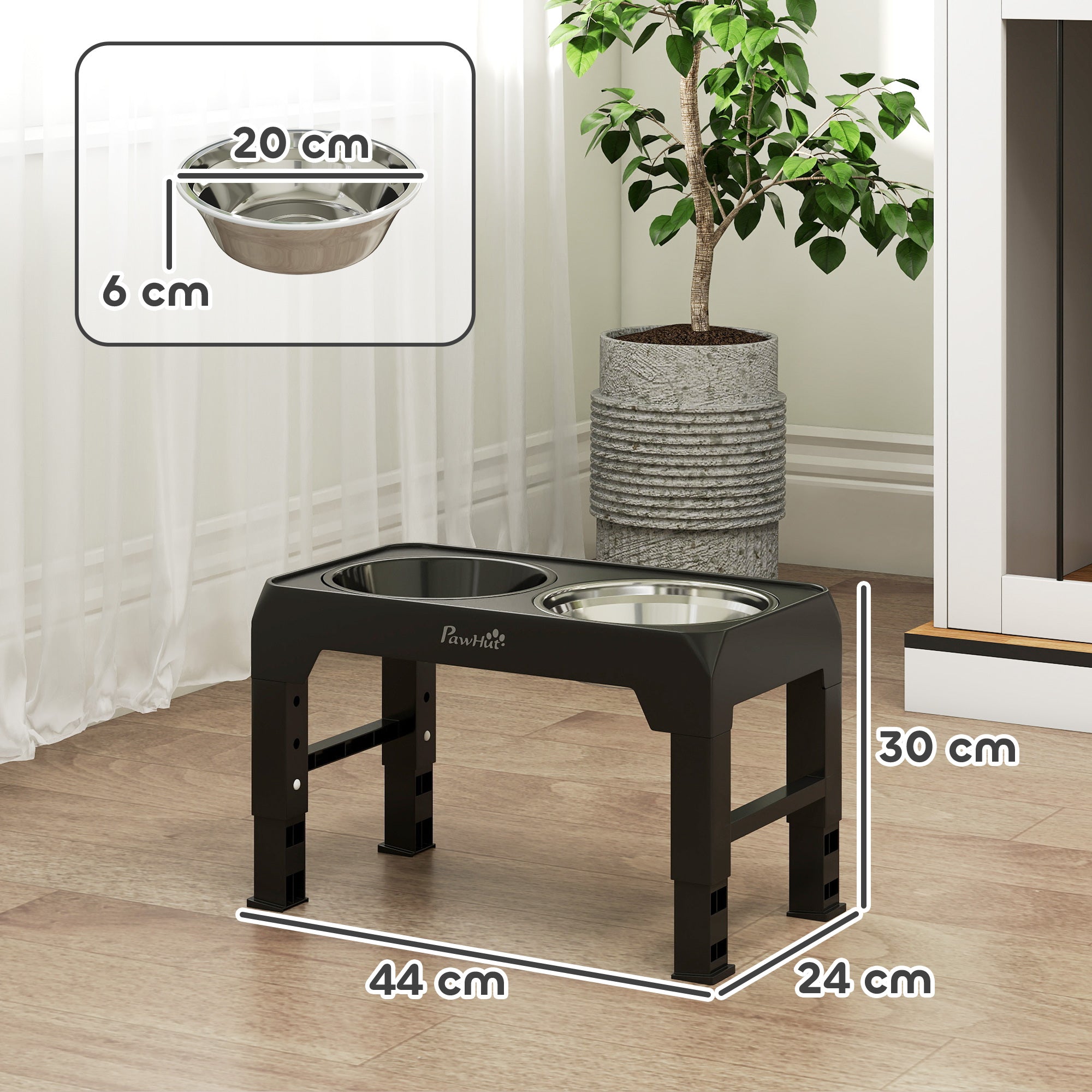 Raised Dog Bowl, Foldable Elevated Dog Bowls with Slow Feeder, 4 Adjustable Heights, for Small Medium Large Breeds