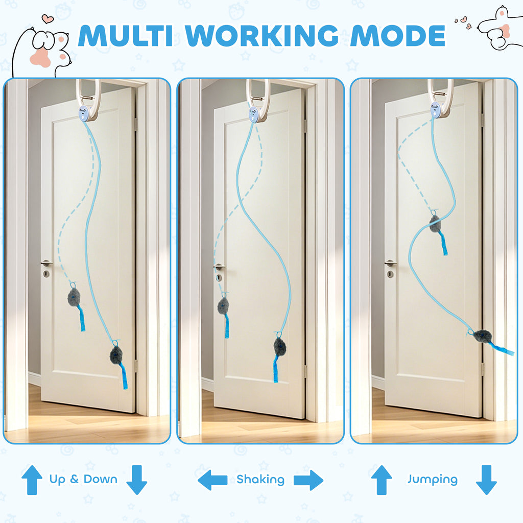 Interactive Cat Toys for Indoor Kittens & Adult, USB Rechargeable Door Hanging Bouncing Mouse Teaser