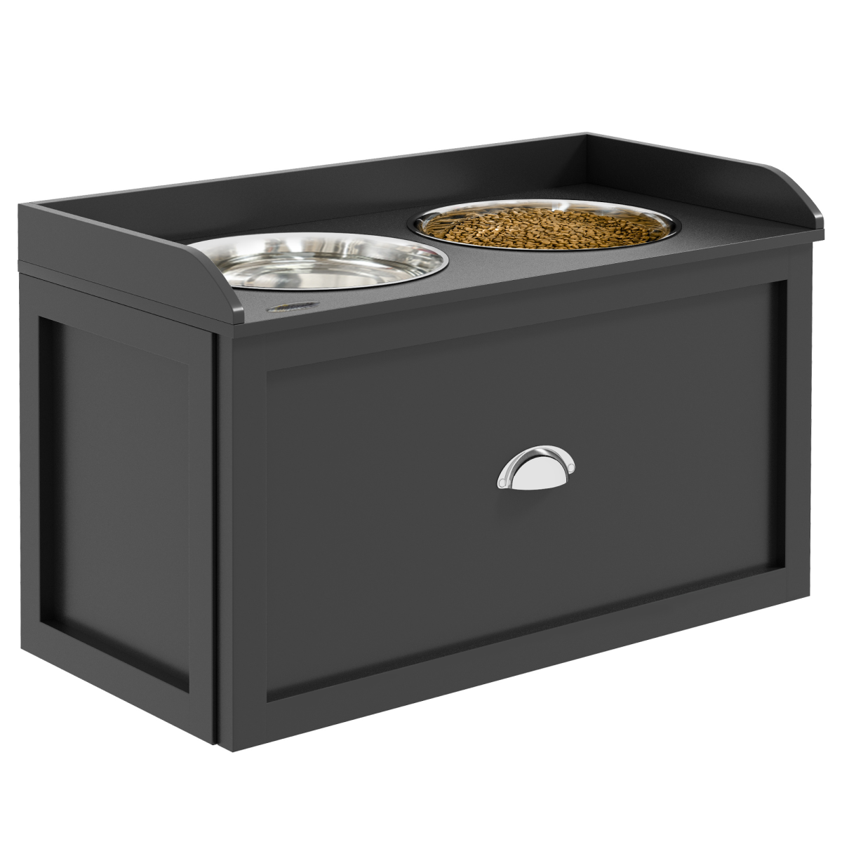 Stainless Steel Raised Dog Bowl Station with 21L Storage Drawer
