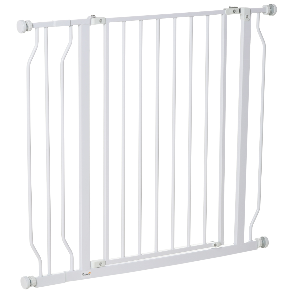 Wide Dog Stair Gate with Door - Pressure Fit, 75-95cm, White