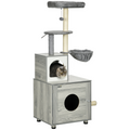 Cat Litter Box Enclosure with Cat House, Bed, Scratching Posts and Platform