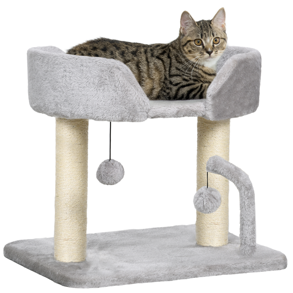 42cm Indoor Cat Tree - Kitty Play Tower with Toy Balls and Sisal Post