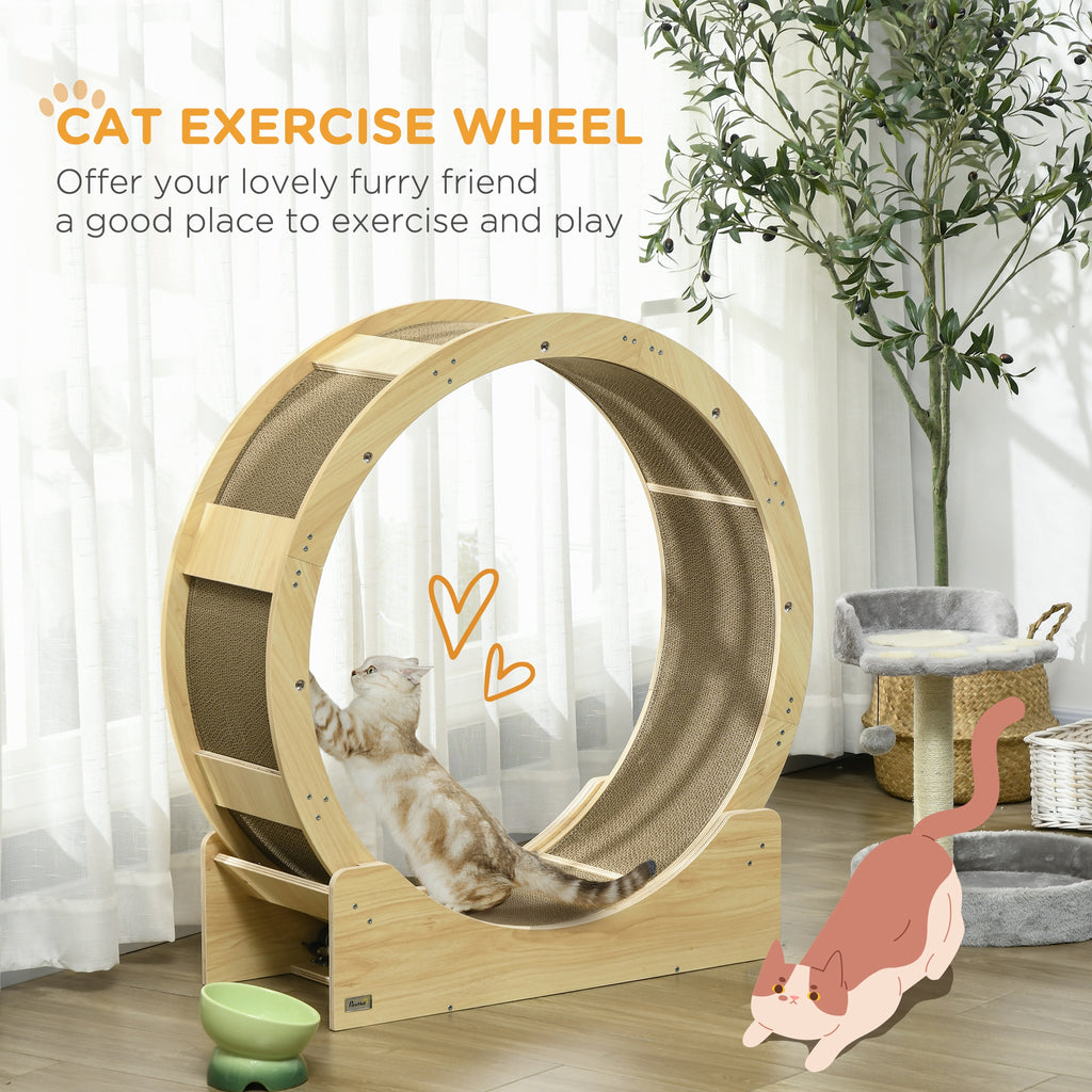 Cat Wheel with Brake & Scratching Pads - Oak Tone
