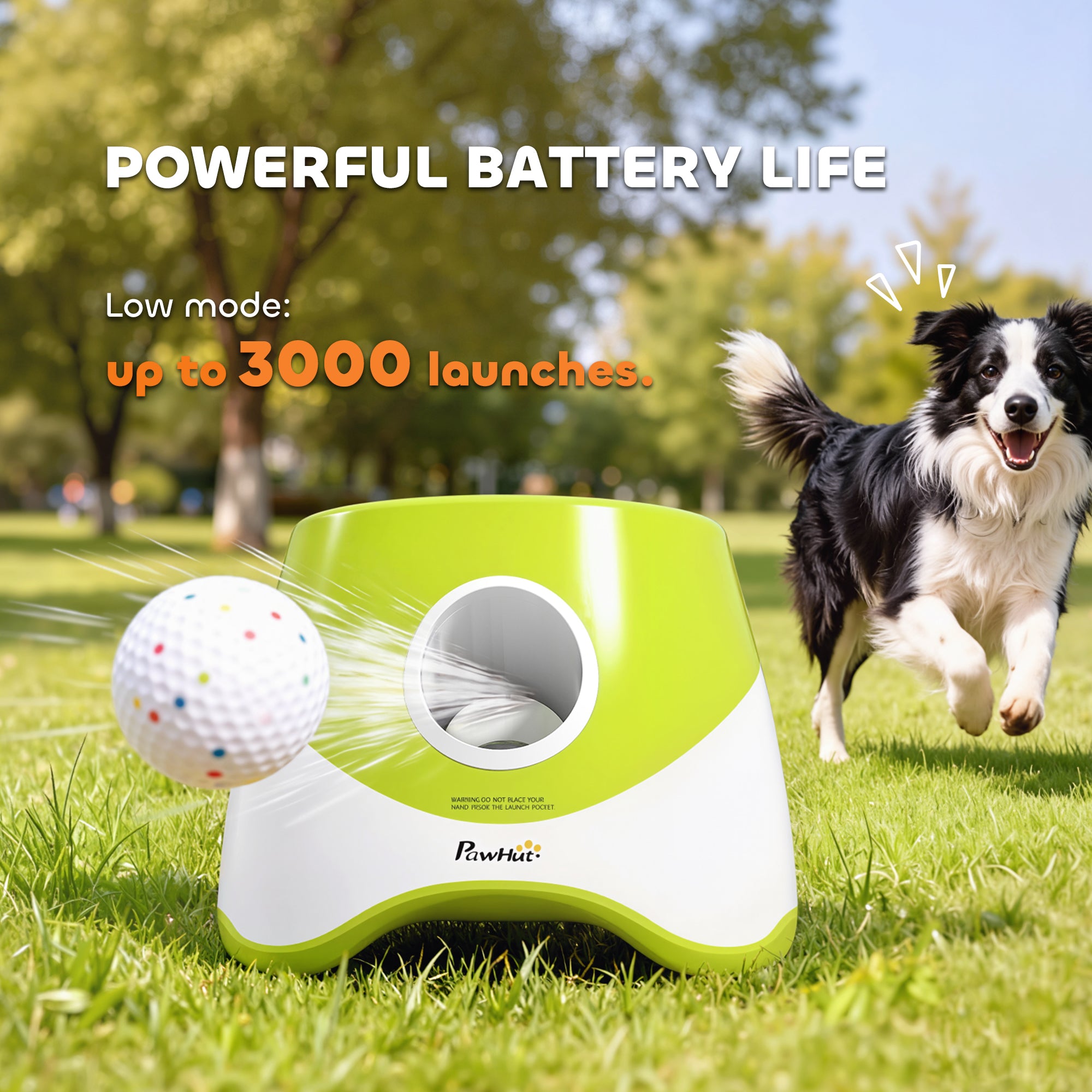 Automatic Dog Ball Launcher with 5 ETPU Tennis Balls, 3 Distance Settings, Green