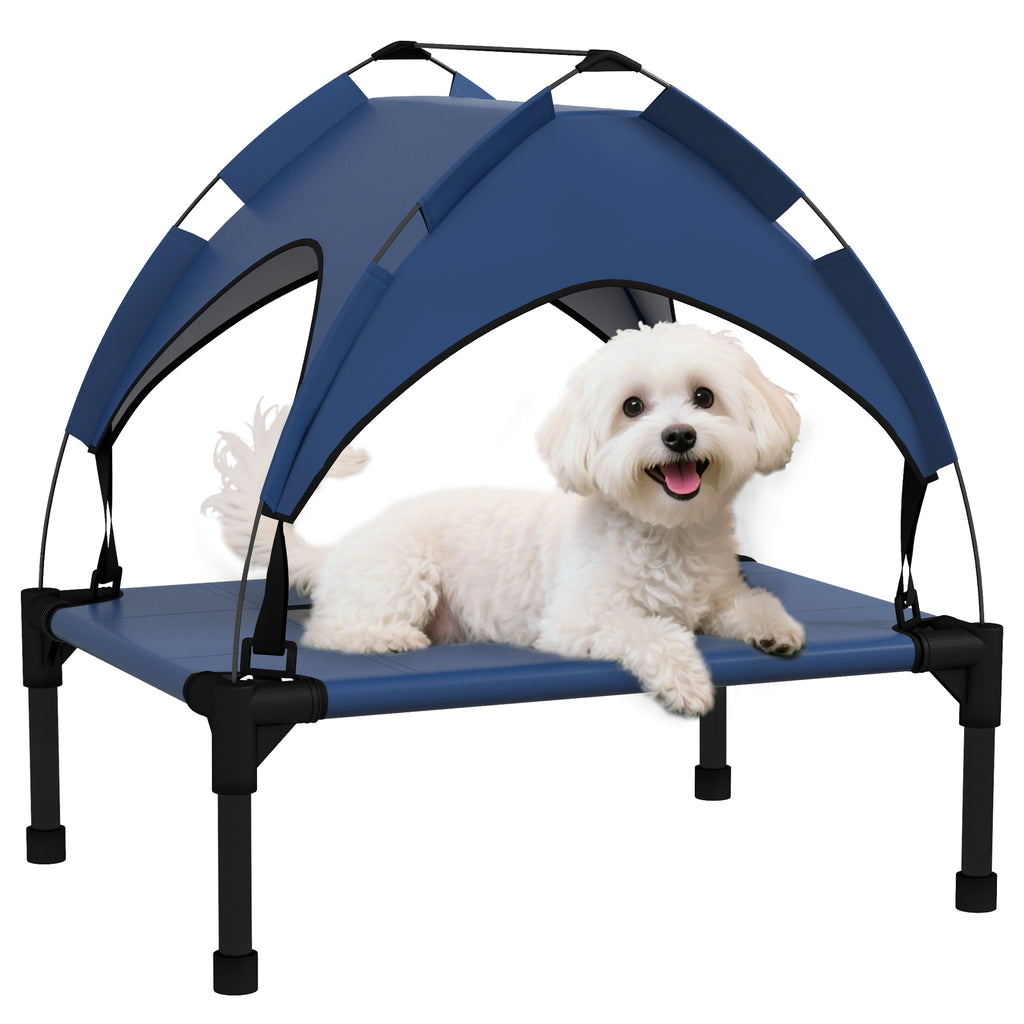 Cooling Raised Pet Bed with Washable Breathable Mesh, for Mini Small Dogs, 61 x 46 x 63cm - Dark Blue
