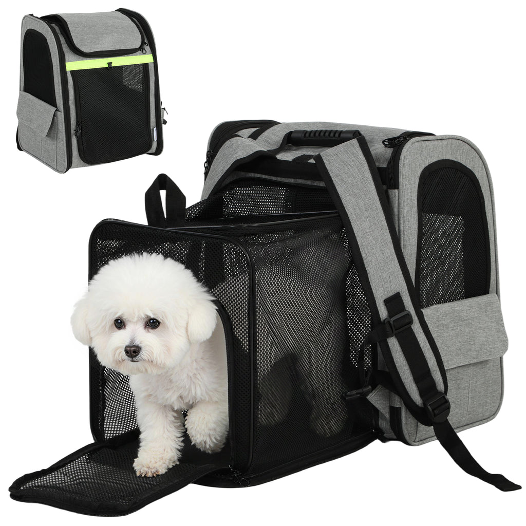 Dog Carrier Backpack Expandable, Breathable Pet Carrier Bag for Small Puppy & Cat with Reflective Strip for Travel & Hiking