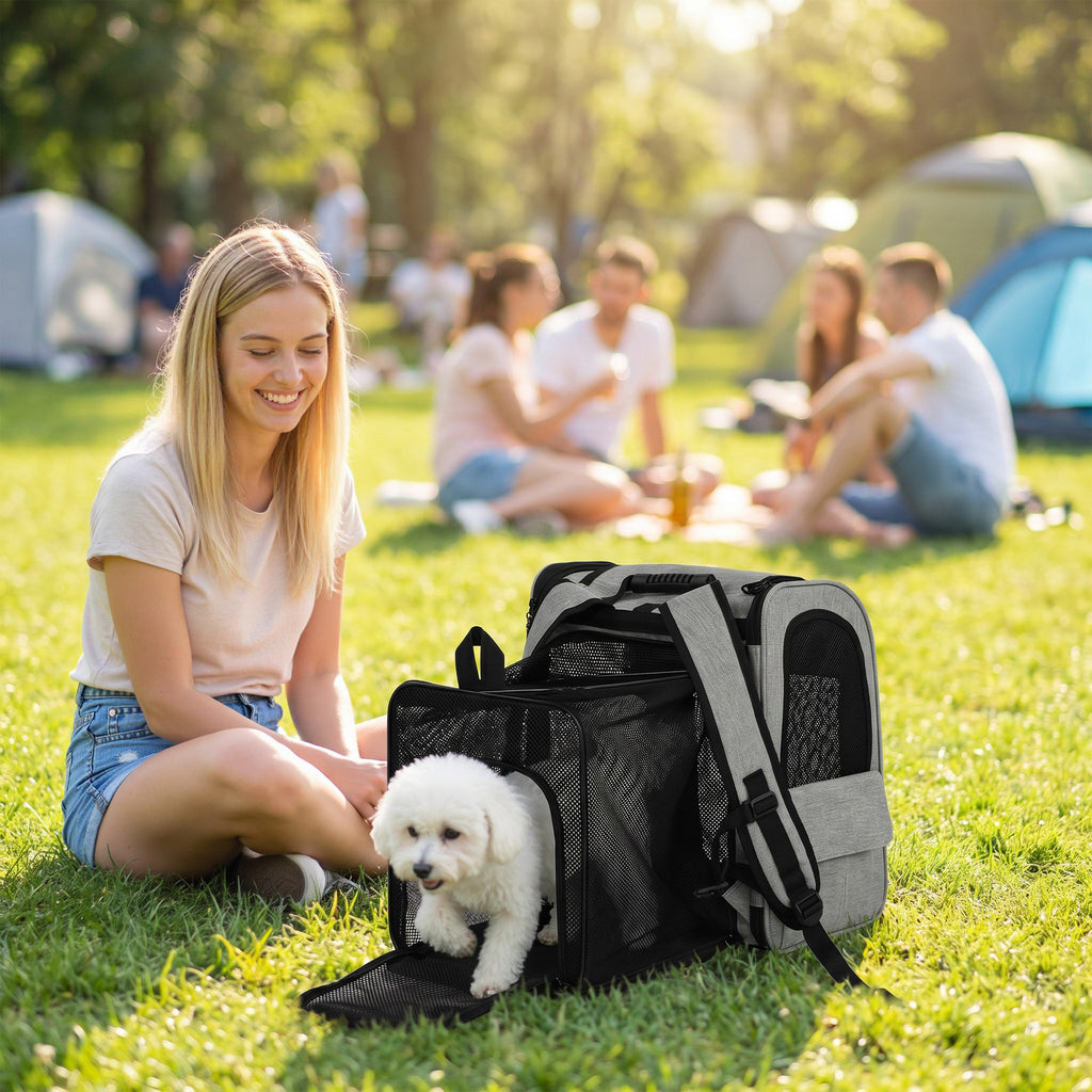 Dog Carrier Backpack Expandable, Breathable Pet Carrier Bag for Small Puppy & Cat with Reflective Strip for Travel & Hiking