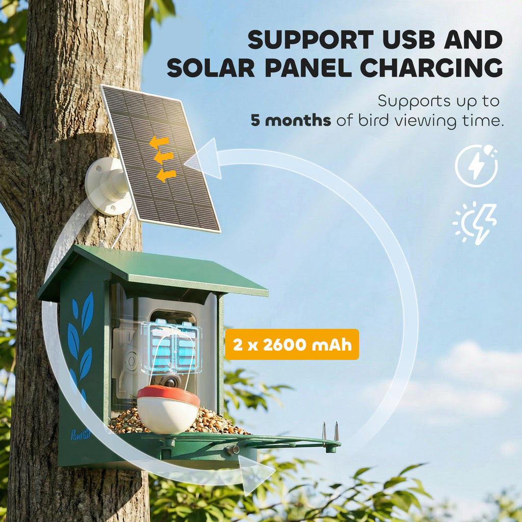 Smart Bird Feeder Camera 2K HD with AI Identifies 16,000+ Species, Auto Capture Video, APP Instant Notifications