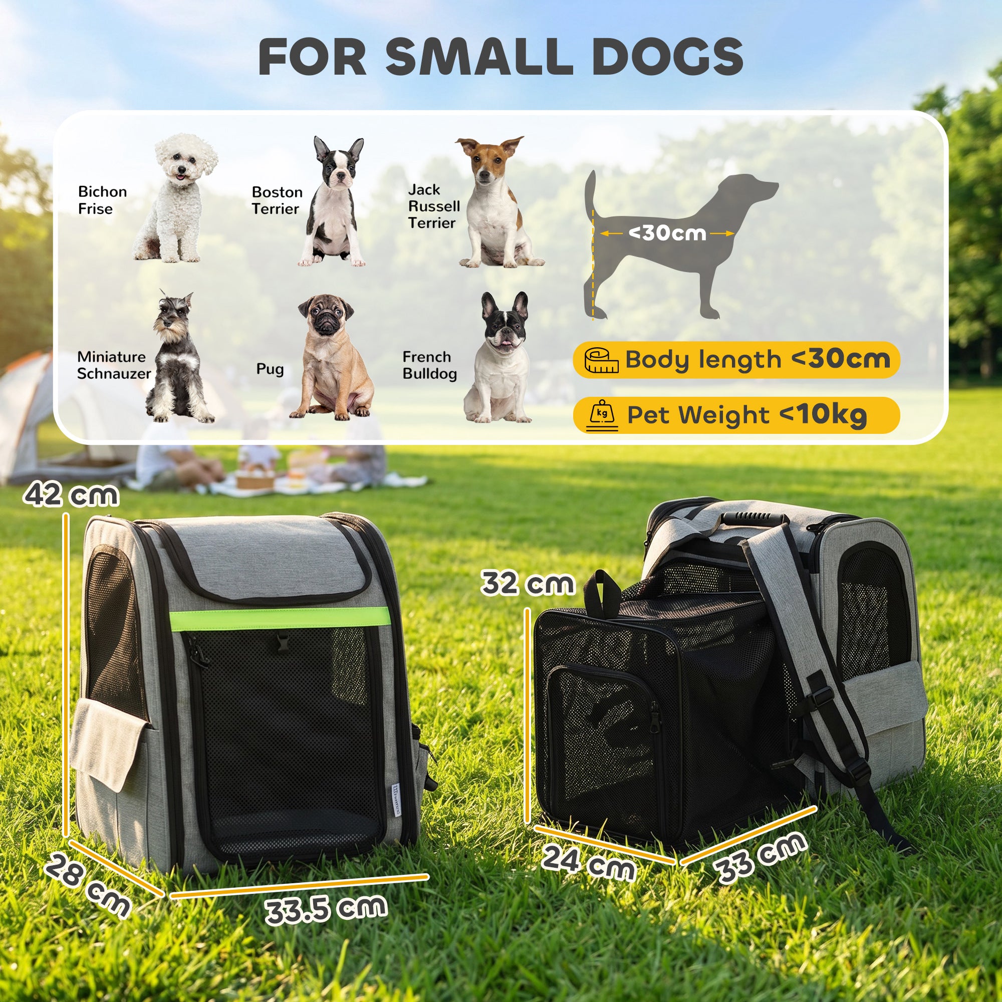 Dog Carrier Backpack Expandable, Breathable Pet Carrier Bag for Small Puppy & Cat with Reflective Strip for Travel & Hiking