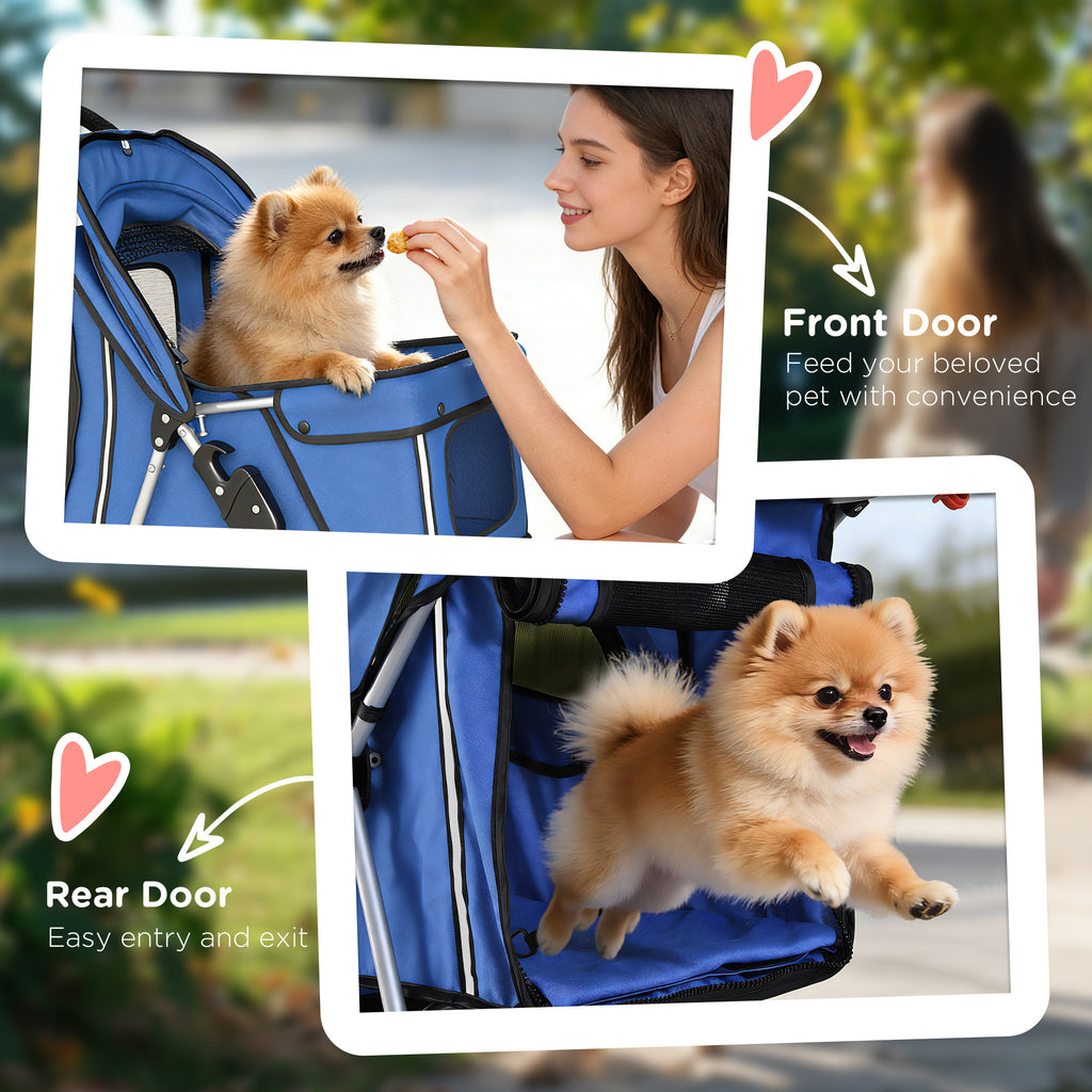 3-Wheel Pet Stroller for Small and Miniature Dogs, Blue