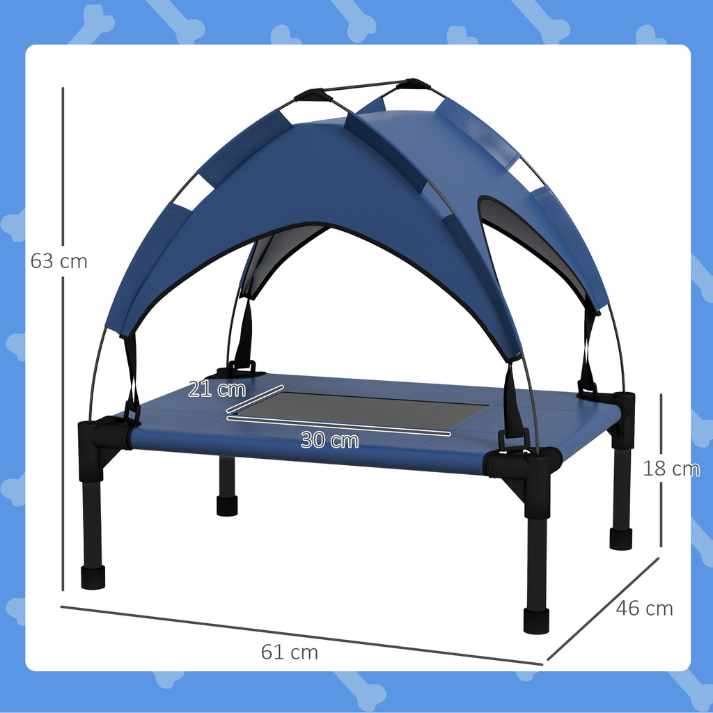 Cooling Raised Pet Bed with Washable Breathable Mesh, for Mini Small Dogs, 61 x 46 x 63cm - Dark Blue