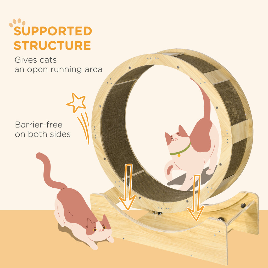 Cat Wheel with Brake & Scratching Pads - Oak Tone