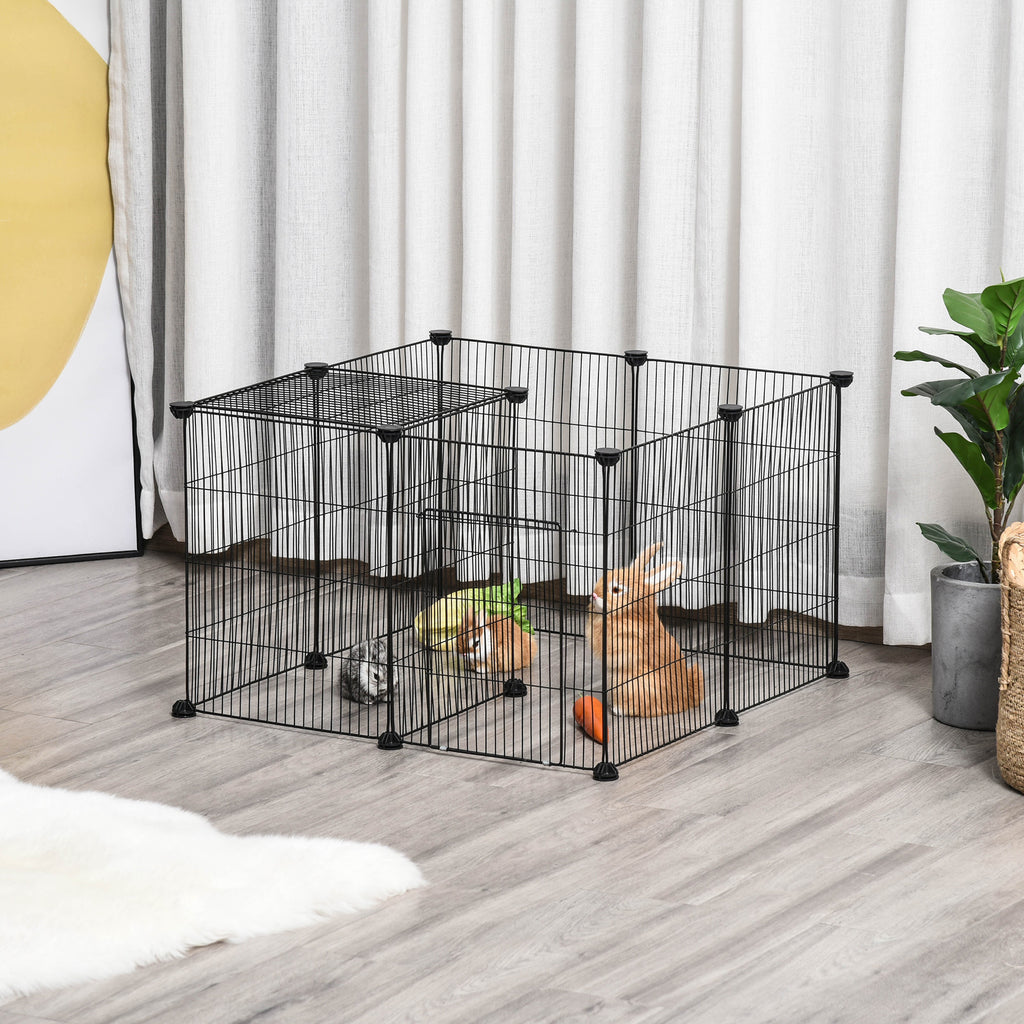 Pet Playpen DIY Small Animal Cage Metal Fence with Door, 22 Pieces, for Bunny Chinchilla Hedgehog Guinea Pig