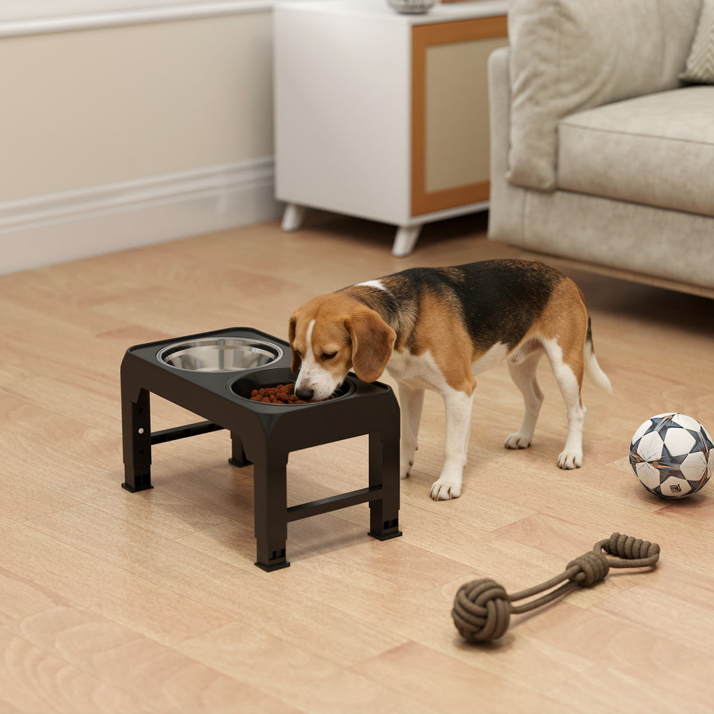 Raised Dog Bowl, Foldable Elevated Dog Bowls with Slow Feeder, 4 Adjustable Heights, for Small Medium Large Breeds