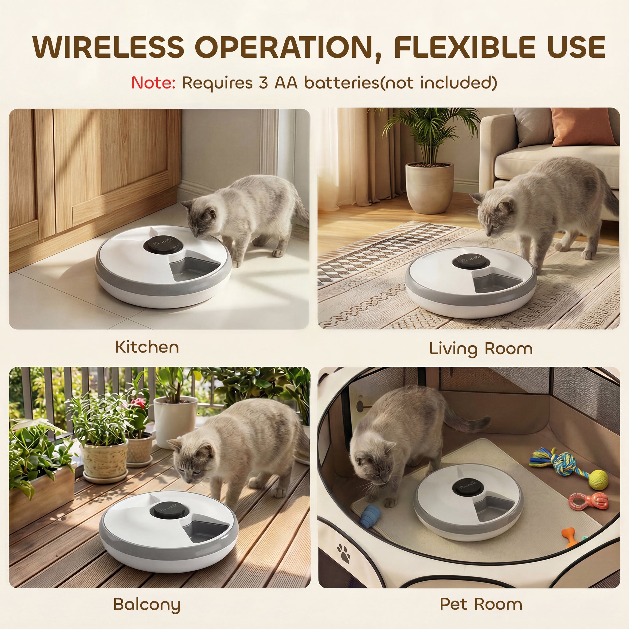 Automatic Cat Feeder Programmable Timer for Dry Wet Food, Cat Food Dispenser with Ice Pack for 6 Meals